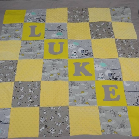 Krabbeldecke Luke, Patchwork, Kuscheldecke, Tagesdecke