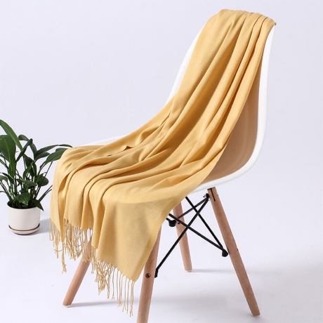 Damen-Kaschmir-Schal, oker-gelb, neu, 180x 70 cm