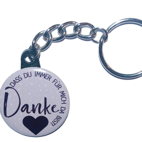 Schlüsselanhänger 25 mm Gliederkette u Ring Danke Freundin Mama