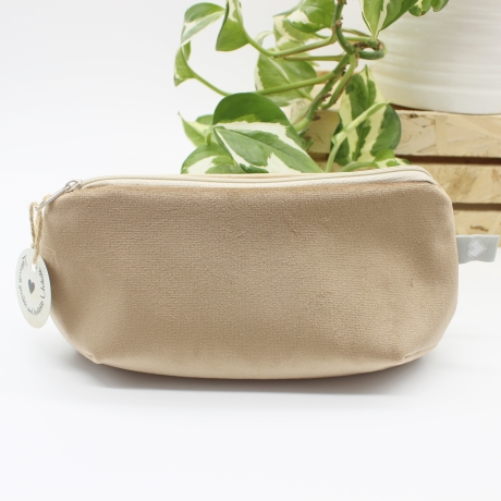 Mäppchen Universaltasche Samt Beige Leo Print Unikat Handmade