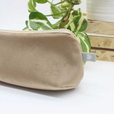 Mäppchen Universaltasche Samt Beige Leo Print Unikat Handmade