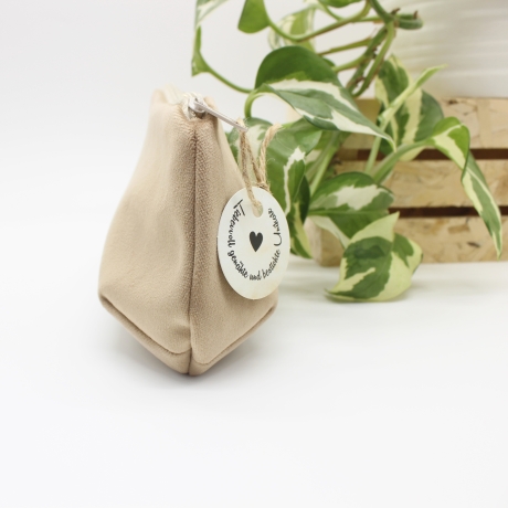 Mäppchen Universaltasche Samt Beige Leo Print Unikat Handmade