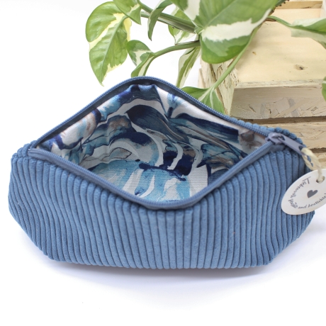 Mäppchen Universaltasche Cord Dunkelblau Unikat Handmade