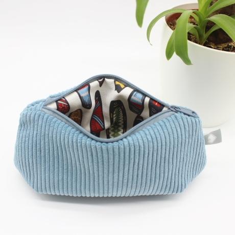 Mäppchen/Universaltasche aus Cord Hellblau- handgenähtes Unikat