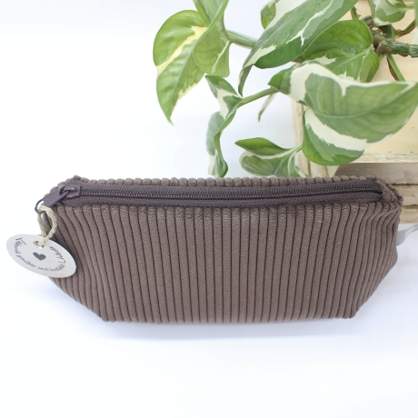 Mäppchen Universaltasche Cord Dunkelbraun Leo Unikat Handmade