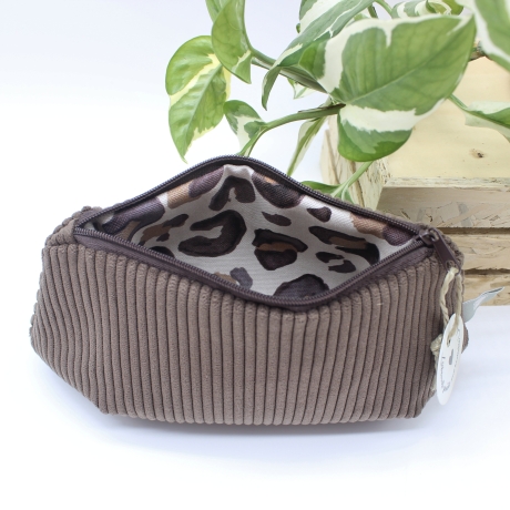Mäppchen Universaltasche Cord Dunkelbraun Leo Unikat Handmade