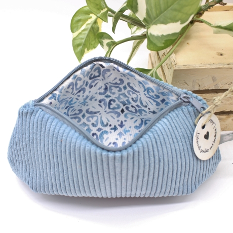 Mäppchen Universaltasche Cord Hellblau Unikat Handmade