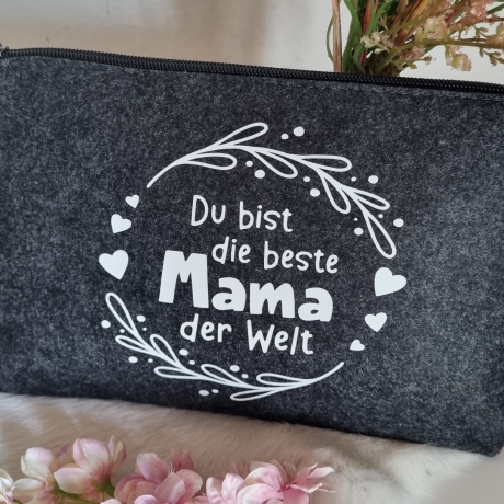 Filztasche in dunkelgrau mit Spruch