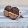 Manschettenknöpfe Holz – Eiche, Pitch Pine & Blattgold