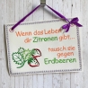 Erdbeeren Stickdatei Solo Schild und Mugrug mit Text oder Blanko