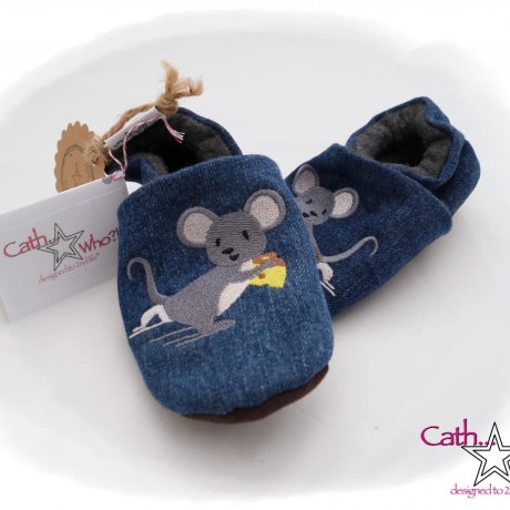 Upcycling Jeanspuschen Maus vegan