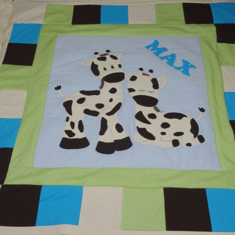 Krabbeldecke Giraffen, Patchwork, Kuscheldecke, Tagesdecke