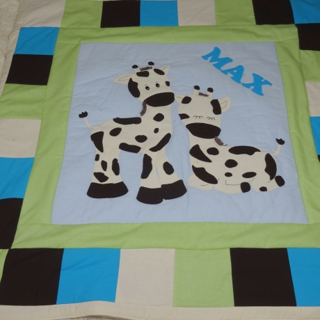 Krabbeldecke Giraffen, Patchwork, Kuscheldecke, Tagesdecke