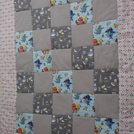 Krabbeldecke Meer, Patchwork, Kuscheldecke, Tagesdecke