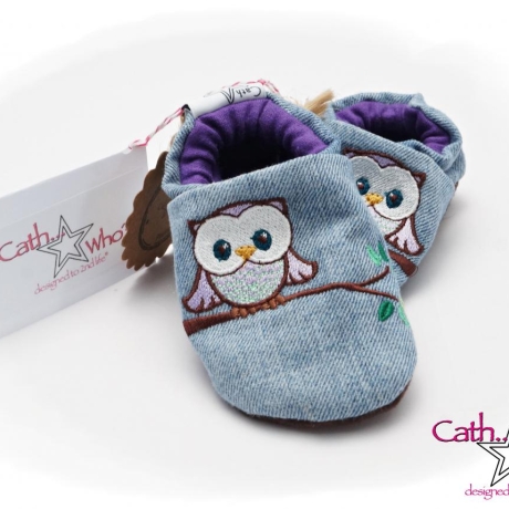 Upcycling Jeanspuschen kleine Eule vegan