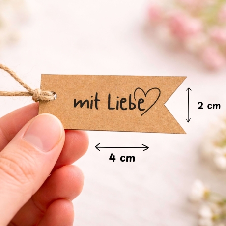 Geschenkanhänger zum Ausdrucken „mit Liebe“ PDF