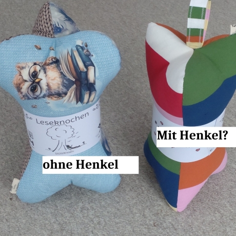 Leseknochen Nackenrolle mit Henkel Handmade Unikate 