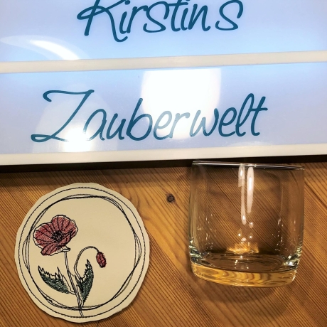 Stickdatei Mohn Untersetzer Mugrug