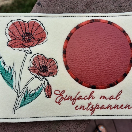 Stickdatei Mohn Untersetzer Mugrug