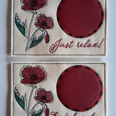 Stickdatei Mohn Untersetzer Mugrug