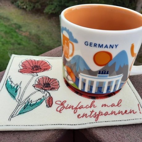 Stickdatei Mohn Untersetzer Mugrug
