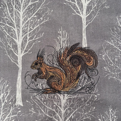 Eichhörnchen mit Geschnörkel - 16.90 x 12.76 cm