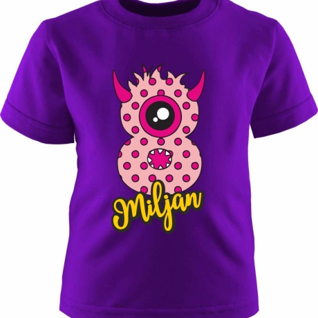 Kinder Kurzarm T-Shirt MONSTERCHEN personalisiert mit Name + Zahl