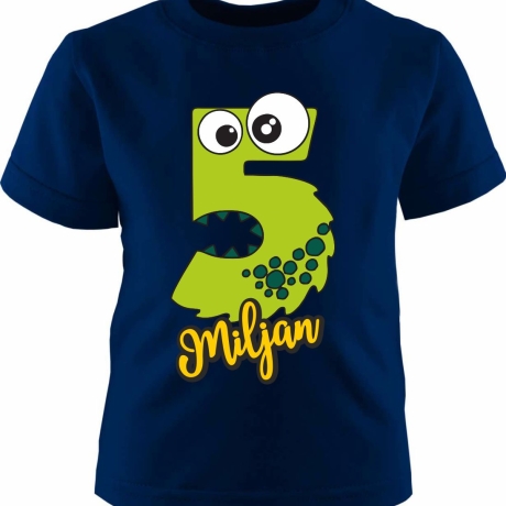 Kinder Kurzarm T-Shirt MONSTERCHEN personalisiert mit Name + Zahl