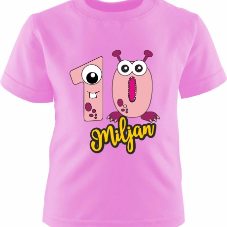 Kinder Kurzarm T-Shirt MONSTERCHEN personalisiert mit Name + Zahl