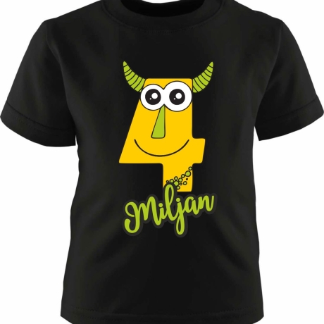 Kinder Kurzarm T-Shirt MONSTERCHEN personalisiert mit Name + Zahl