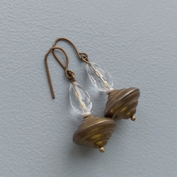 Messing-Ohrhänger Goldscheiben mit Kristall