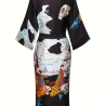 Damen-Kimono, klassisch japan. Motiv, schwarz, lang, neu