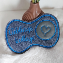 Mug Rug, Tassenuntersetzer aus Filz und Leder Mug Rug, Tassenuntersetzer aus Filz und Leder