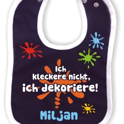 Baby Lätzchen farbiger Saum ICH KLECKERE NICHT bedruckt mit Namen