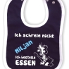 Baby Lätzchen farbiger Saum ICH SCHREIE NICHT bedruckt mit Namen