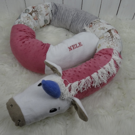 Bettschlange Einhorn, Puckschnecke, Bettrolle, Wickeltischrolle