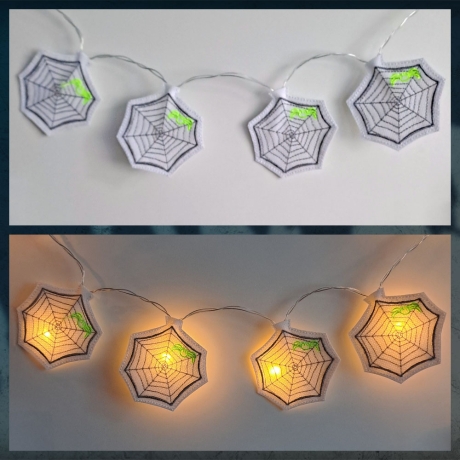 Spinne mit Netz Lichtdeko Halloween Stickdatei