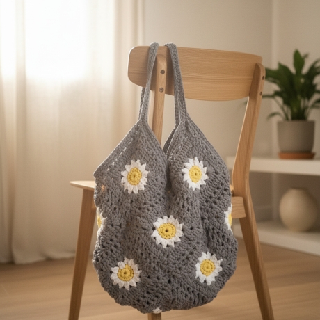 Große Granny Square Blumentasche