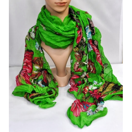 Leichter Schal Schmetterlinge, 180 x 90 cm, grasgrün