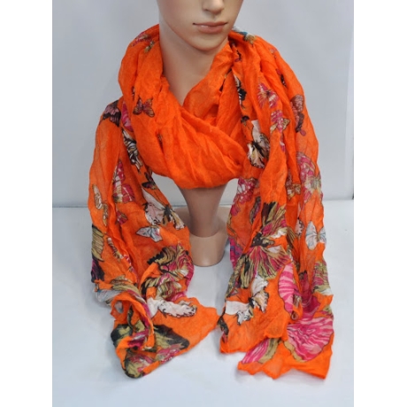 Damen-Langschal mit Schmetterlingen, 180 x 90 cm, orange