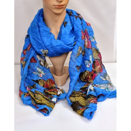 Damen-Langschal mit Schmetterlingen, 180 x 90 cm, hellblau