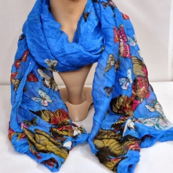 Leichter Schal Schmetterlinge, 180 x 90 cm, hellblau