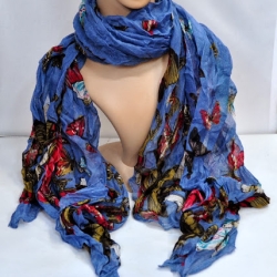 Damen-Langschal mit Schmetterlingen, 180 x 90 cm, jeansblau