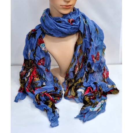 Leichter Schal Schmetterlinge, 180 x 90 cm, jeansblau