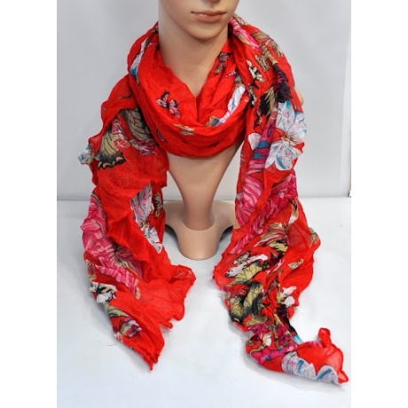 Leichter Schal Schmetterlinge, 180 x 90 cm, rot, neu