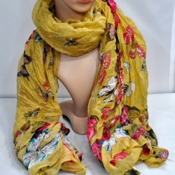 Leichter Schal Schmetterlinge, 180x90 cm, reis-beige 