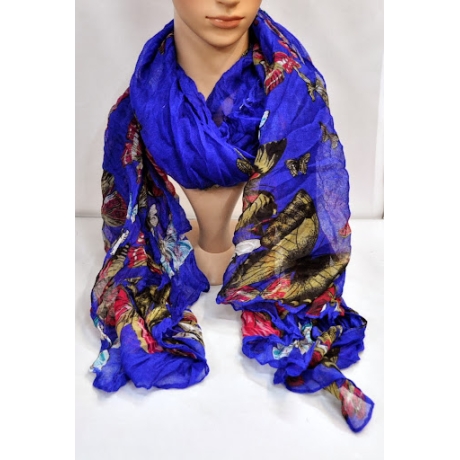 Damen-Langschal mit Schmetterlingen, 180 x 90 cm, blau