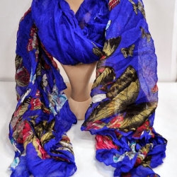 Leichter Schal Schmetterlinge, 180x90 cm, blau-bunt 