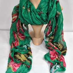 Leichter Schal Schmetterlinge, 180 x 90 cm, grün-bunt