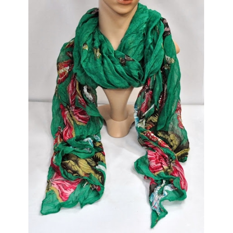 Leichter Schal Schmetterlinge, 180 x 90 cm, grün-bunt